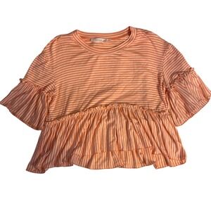 Altar'd‎ State Womens Striped Ruffle Crop Top SZ S